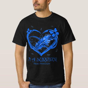 Camiseta Coração da Borboleta Azul Sou um Sobrevivente Atax