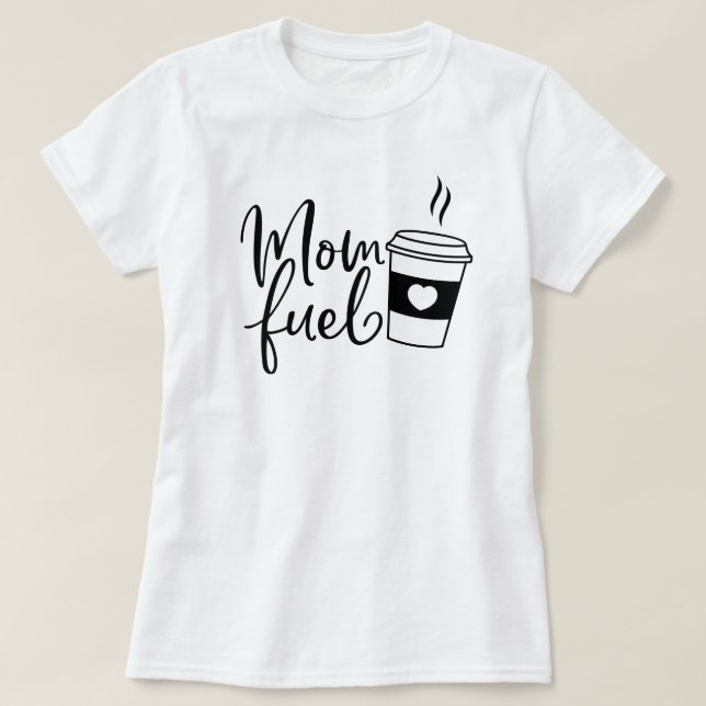 Camiseta Coração da Café de Combustível da Mãe (Frente do Design)