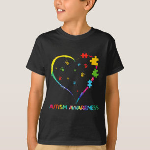 Camiseta Coração da Consciência do Autismo Cor Puzzle O Amo