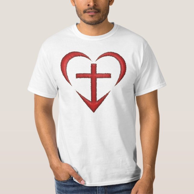 Camiseta Coração da cruz - vermelho - F&B (Frente)