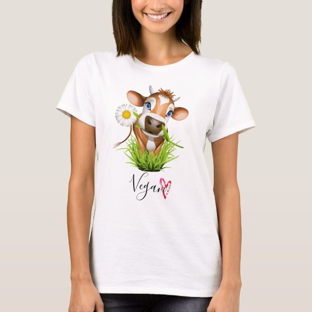 Camiseta Coração da Flor Animal de Fazenda Vegana-Coca-bran (Frente)