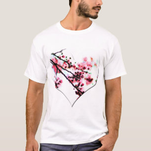 Camiseta Coração da flor de cerejeira