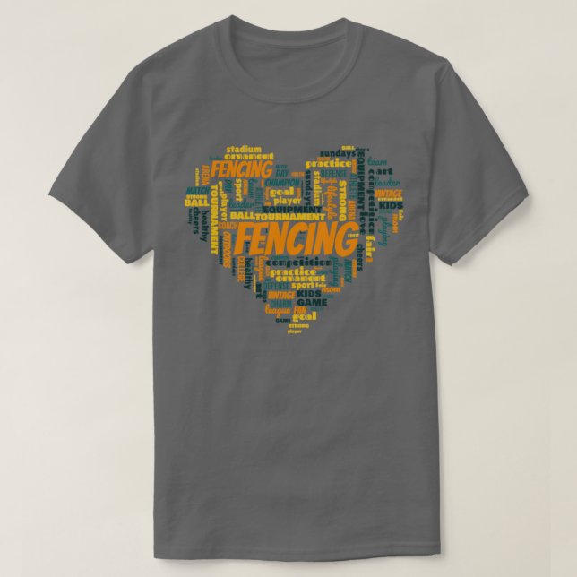 Camiseta Coração da menina que esgrima (Frente do Design)
