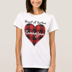 Camiseta Coração da Xadrez de Tartan Clan Cunningham