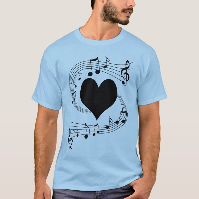 Camiseta Coração das notas musicais (Frente)
