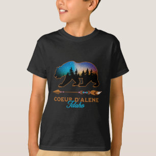 Camiseta Coração De Alene Idaho Urso Noite Estrelada Viagem