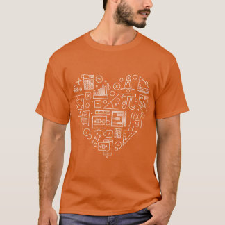 Camiseta Coração de Álgebra Eu amo Matemática criativo Cora