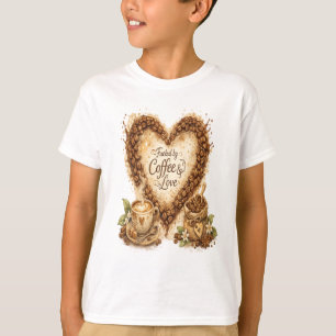 Camiseta Coração de Amante de Café Alimentado por Café & Am