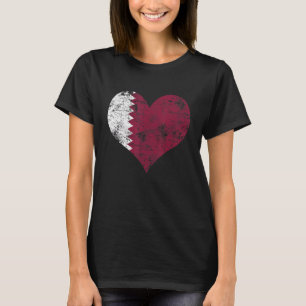 Camiseta Coração de Amor Bandeira Vintage do Qatar