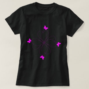 Camiseta Coração de Amor - Borboletas Roxas Sortudas