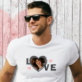 Camiseta Coração de Amor com Foto Personalizada Simples Mod