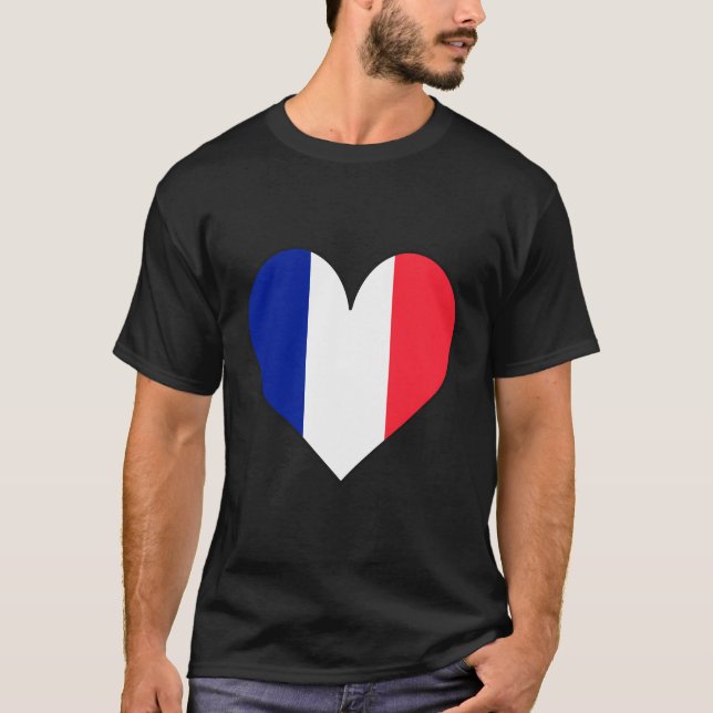 Camiseta Coração de Amor da Bandeira Francesa (Frente)