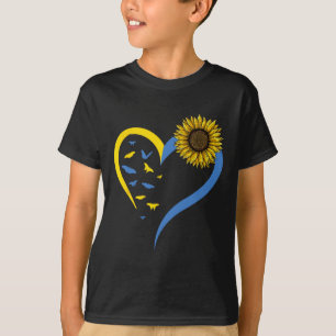 Camiseta Coração de Amor das Mulheres Ucrânia Girassol Bund