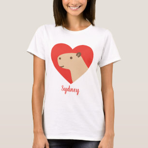 Camiseta Coração de Amor de Capivara Fofo Minimalista Anima