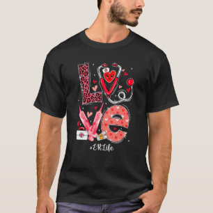 Camiseta Coração de Amor Estetoscópio Er Vida Enfermeira Di