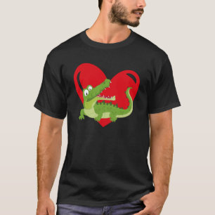 Camiseta Coração de Amor Gráfico Dia dos Namorados Jacarés 