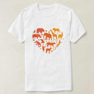 Camiseta Coração de animais, Presente para amantes de anima
