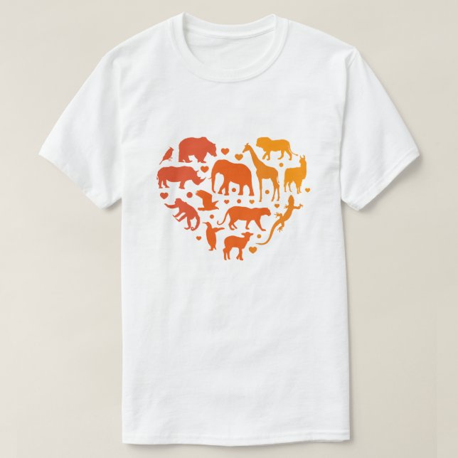 Camiseta Coração de animais, Presente para amantes de anima (Frente do Design)