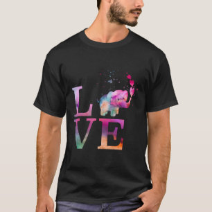 Camiseta Coração de Apreciação de Elefante Bebê Colorido Di