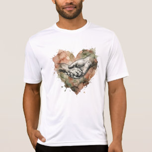Camiseta Coração de Aquarela do Vínculo entre Humano e Anim