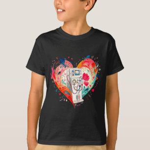 Camiseta Coração de Aquarela Floral Diálise Enfermeira Nefr