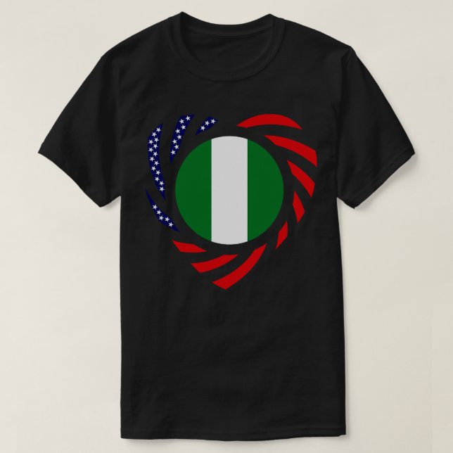 Camiseta Coração de Bandeira do Patriota Multinacional Nige (Frente do Design)