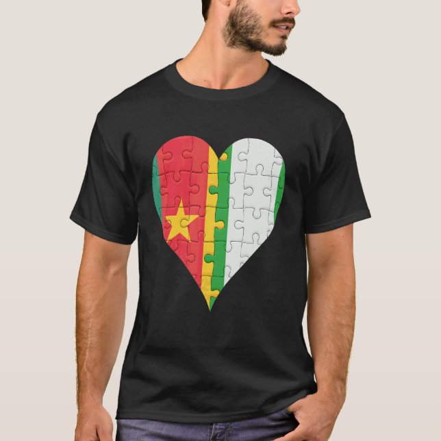 Camiseta Coração de Bandeira nigeriana camaronês (Frente)