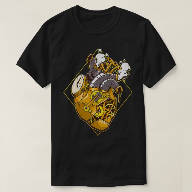 Camiseta Coração de Bloqueio de Gear Steampunk (Frente do Design)