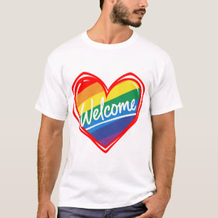 Camiseta Coração de Boas-Vindas Arco-Íris