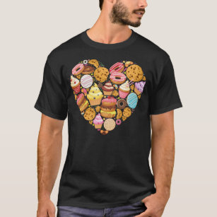 Camiseta Roupa do coração do cupcake de Kawaii