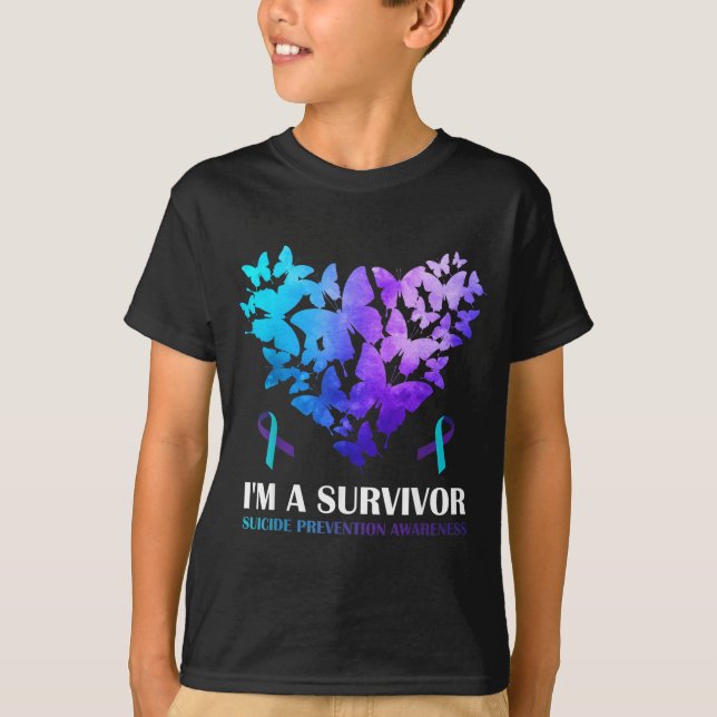 Camiseta Coração de Borboleta de Conscientização sobre Prev (Frente)
