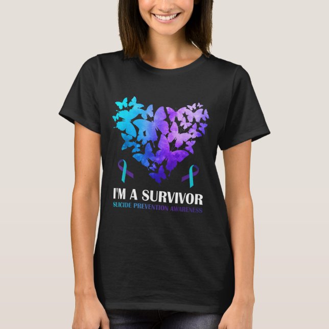 Camiseta Coração de Borboleta de Conscientização sobre Prev (Frente)