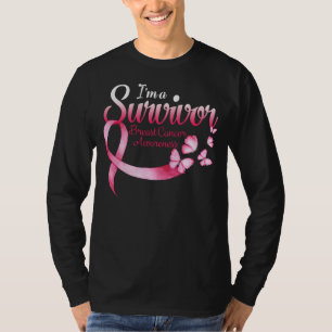 Camiseta Coração de borboleta rosa Eu sou um Cancer de sobr