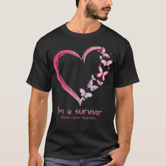 Camiseta Coração de borboleta rosa Eu sou um Cancer de sobr