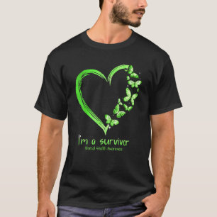 Camiseta Coração De Borboleta Verde Sou Um Sobrevivente Saú
