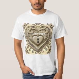 Camiseta Coração de cadeado de ouro