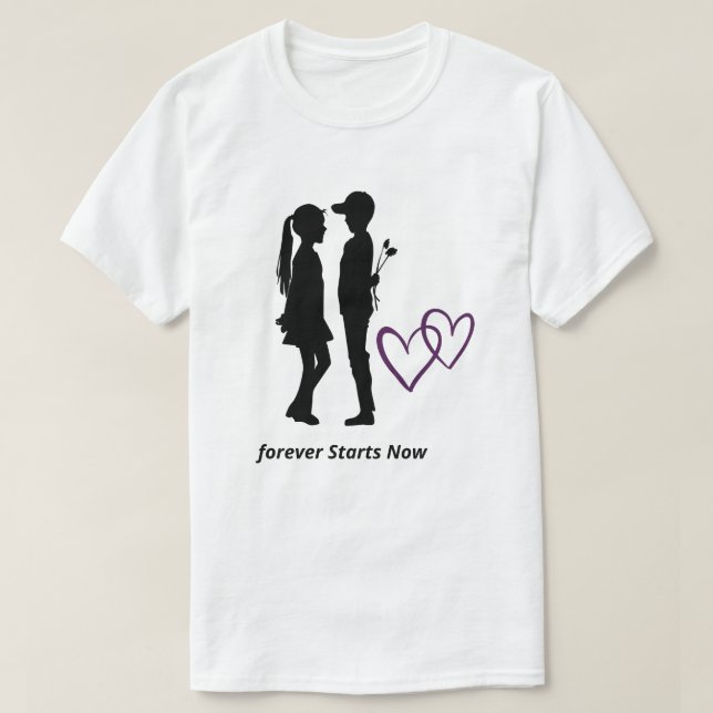 Camiseta Coração de Casal Romântico (Frente do Design)