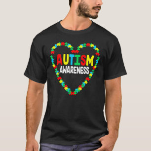 Camiseta Coração de Consciencialização do Autismo Peça de P