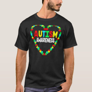 Camiseta Coração de Consciencialização do Autismo Peça de P