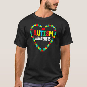 Camiseta Coração de Conscientização do Autismo Peça de Puzz