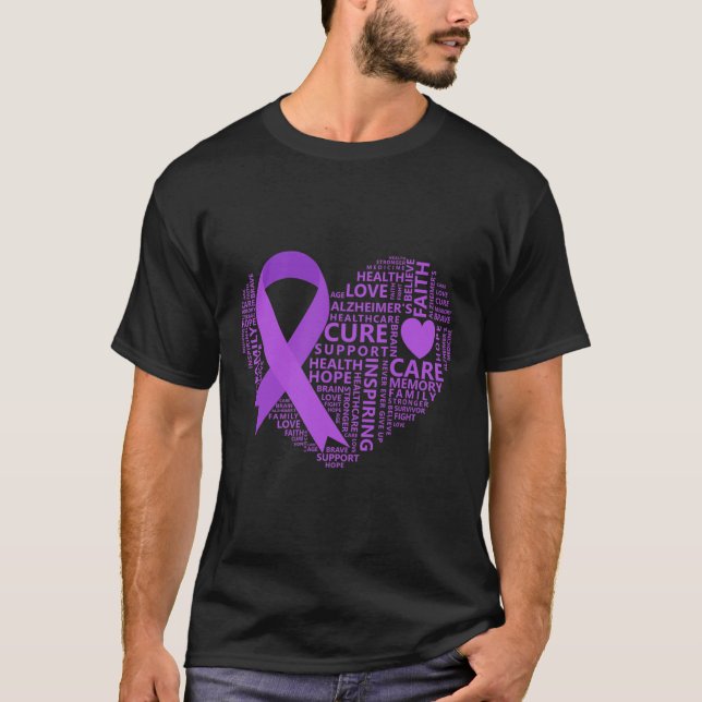 Camiseta Coração de conscientização Fita Roxa  (Frente)