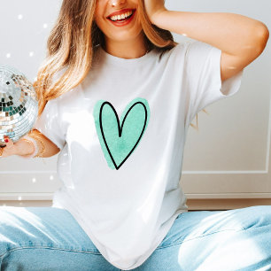 Camiseta Coração de Cor d'água com Amor Minimalista