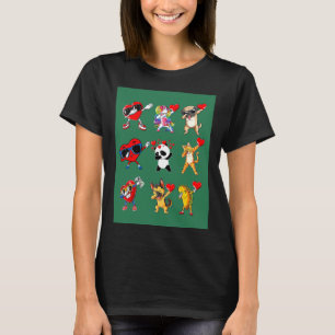 Camiseta Coração de Dabbing Pug Unicórnio Gato Panda Dia do