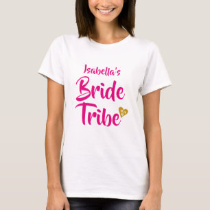 Camiseta Coração de Data Dourada da Tribo de Noiva Personal