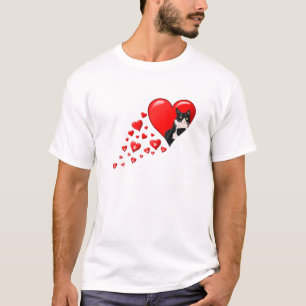 Camiseta Coração De Dia de os namorados De Gato Tuxedo Para