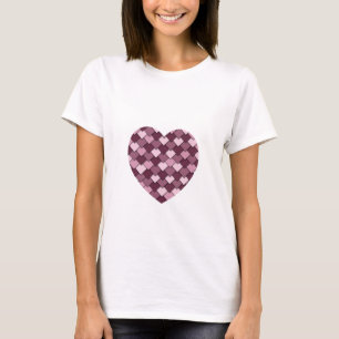 Camiseta Coração de Diamante e Quadrado Rosa Cereja