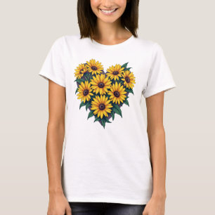 Camiseta Coração de Disies Gráfico Floral Camisa-T-Mulher