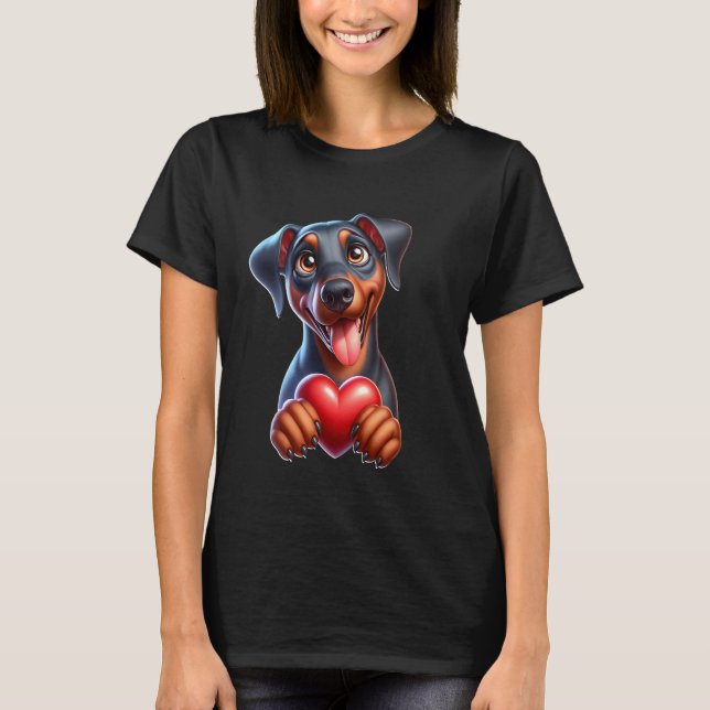 Camiseta Coração de Doberman Amor de Doberman Doberman (Frente)