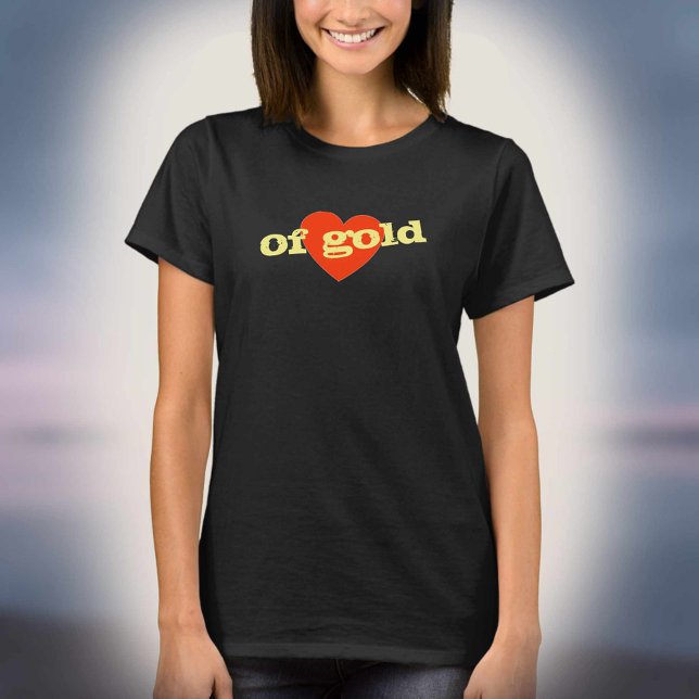 Camiseta Coração de Dourado! Design de Coração Vermelho. (Criador carregado)