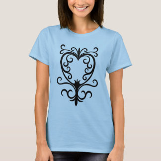 Camiseta Coração de escrolagem gótica legante